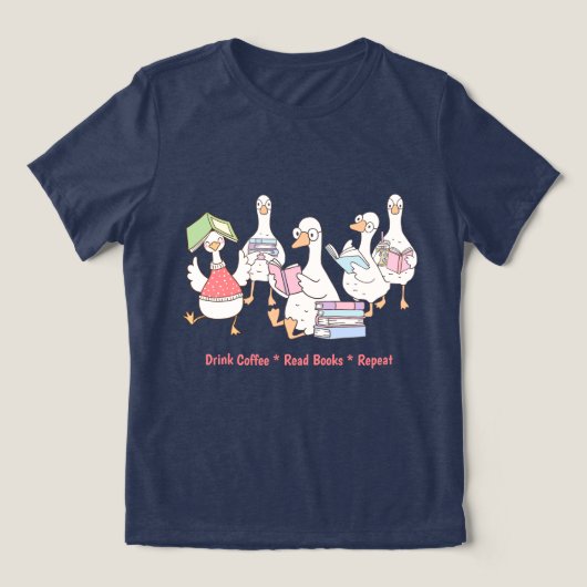 Cute Reading Geese T-Shirt • Book Lover Tee (Design Vorderseite)