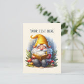 Cute reading gnome customizable postkarte (Stehend Vorderseite)