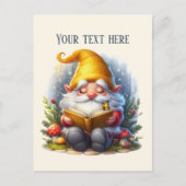 Cute reading gnome customizable postkarte (Vorderseite)