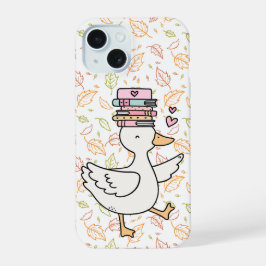 Cute Reading Goose Phone Case Soft Mood Book Lover iPhone 15 Hülle
