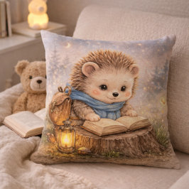 Cute Reading Hedgehog Kids Room & Nursery Kissen