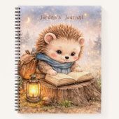 Cute Reading Hedgehog Personalized Kids Journal Notizblock (Vorderseite)
