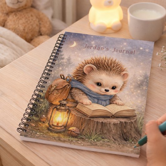 Cute Reading Hedgehog Personalized Kids Journal Notizblock