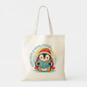 Cute Reading Penguin Bookish Cotton Tote Bag Tragetasche (Rückseite)