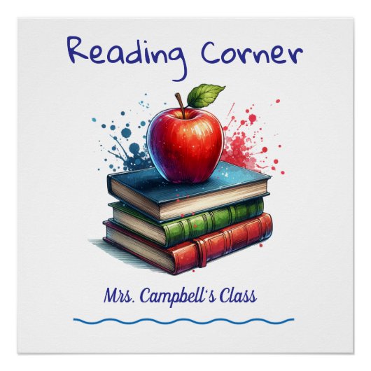  Cute Reading School CLASSROOM Poster Personalize (Vorderseite)