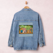 Cute Realistic Cartoon Animals Around Blank Forest Jeansjacke (Hangar)