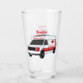Cute red ambulance van cartoon glas (Rückseite)