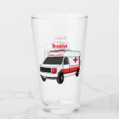 Cute red ambulance van cartoon glas (Vorderseite)