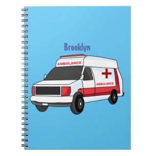 Cute red ambulance van cartoon notizblock