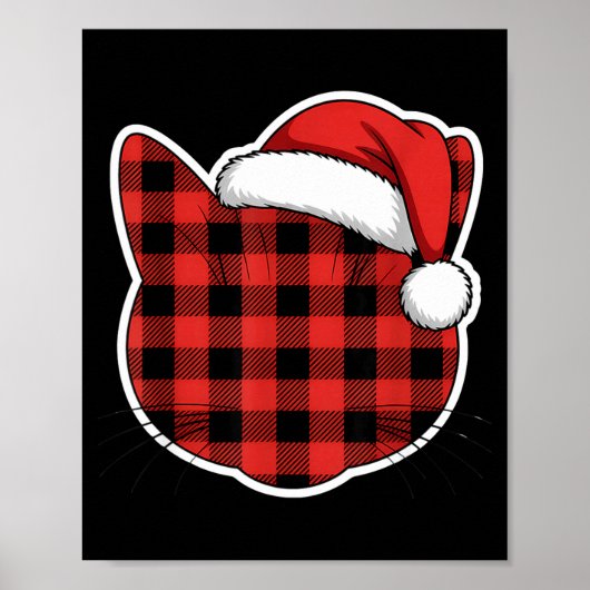 Cute Red And Black Buffalo Plaid Cat Christmas San Poster (Vorne)