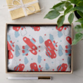 Cute Red and Blue Planes and Clouds Kids Monogram Seidenpapier (Geschenk)