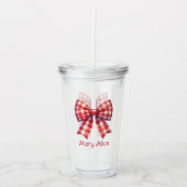 Cute Red and Cream Gingham Bow Acryltrinkbecher (Vorderseite)