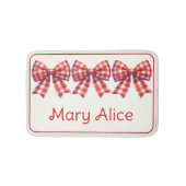 Cute Red and Cream Gingham Bow Badematte (Vorderseite)