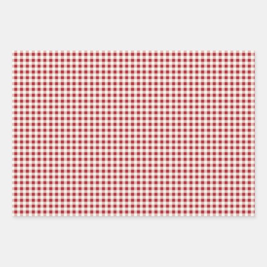 Cute Red and Cream Gingham Bow Geschenkpapier Set (Vorderseite 3)
