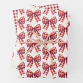 Cute Red and Cream Gingham Bow Geschenkpapier Set (Beispiel)