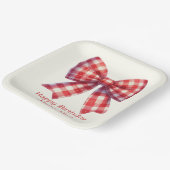 Cute Red and Cream Gingham Bow Pappteller (Gewinkelt)