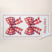 Cute Red and Cream Gingham Bows Strandtuch (Vorderseite)