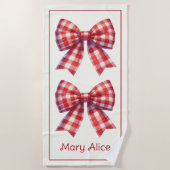 Cute Red and Cream Gingham Bows Strandtuch (Vorderseite)