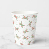 Cute Red and Green Candy Cane Bow Holiday Pappbecher (Rückseite)