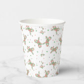 Cute Red and Green Candy Cane Bow Holiday Pappbecher (Rechts)