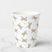 Cute Red and Green Candy Cane Bow Holiday Pappbecher (Vorderseite)