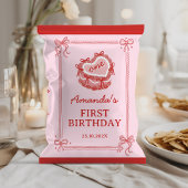 Cute Red and Pink Bow Cake Party Chip Bag Wrapper Flyer