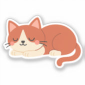 Cute Red and White Cat – Sleeping Kitty Aufkleber (Vorderseite)