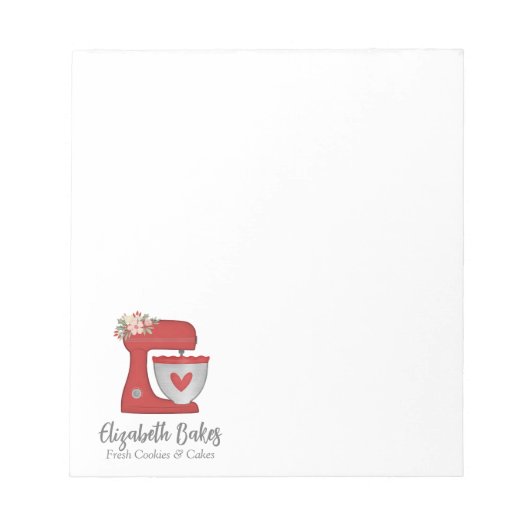 Cute Red Bakery Cake Mixer Notepad Notizblock (Vorderseite)