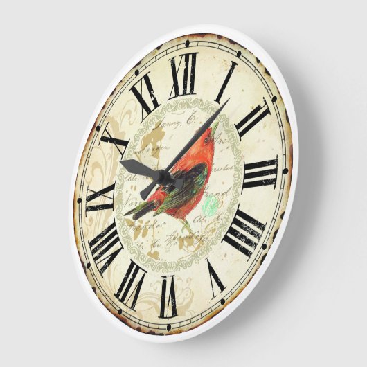 cute red bird roman numeric große wanduhr (Winkel)