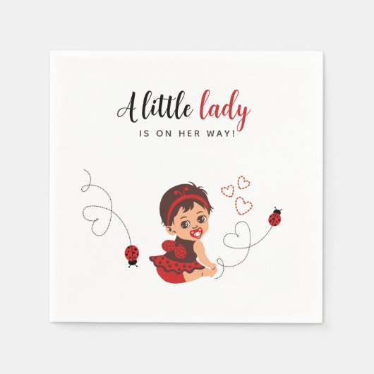 Cute Red Black Ladybug Girl Baby Shower  Serviette (Vorderseite)