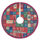 Cute red blue festive christmas pattern custom polyester weihnachtsbaumdecke (Vorderseite)