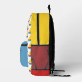 Cute Red Blue Yellow Toy Sailboat Monogram Bedruckter Rucksack (Rechts)