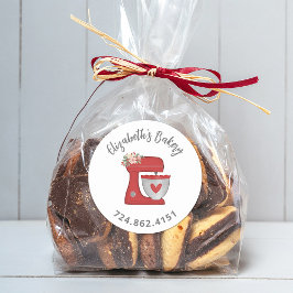 Cute Red Cake Mixer Baked With Love Runder Aufkleber