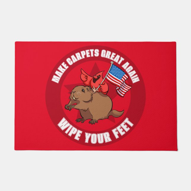 Cute Red Cardinal Make Carpets Great Again Cartoon Fußmatte (Vorderseite)