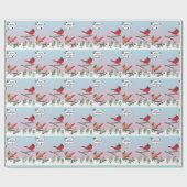 Cute Red Cardinal Singing Merry Christmas Geschenkpapier (Flach)