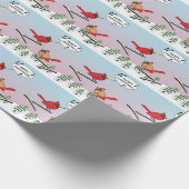 Cute Red Cardinal Singing Merry Christmas Geschenkpapier (Ecke)