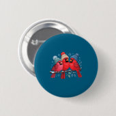 Cute Red Cardinals With Knitted Hats Winter Bird A Button (Vorne & Hinten)