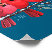 Cute Red Cardinals With Knitted Hats Winter Bird A Poster (Ecke)