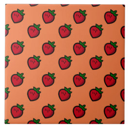 Cute Red Cartoon Strawberries for Vegetarians Fliese