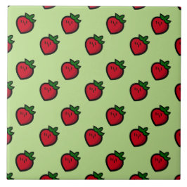 Cute Red Cartoon Strawberries for Vegetarians Fliese