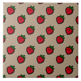 Cute Red Cartoon Strawberries for Vegetarians Fliese
