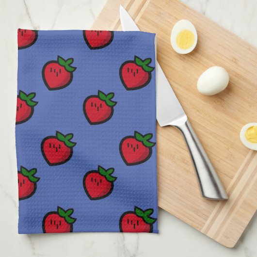 Cute Red Cartoon Strawberries for Vegetarians Geschirrtuch (Viertel Falte)