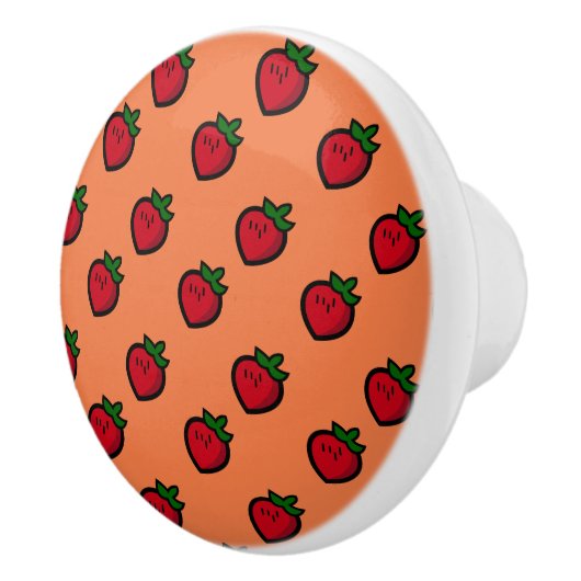 Cute Red Cartoon Strawberries for Vegetarians Keramikknauf (Rechts)