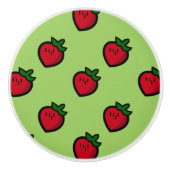 Cute Red Cartoon Strawberries for Vegetarians Keramikknauf (Vorderseite)