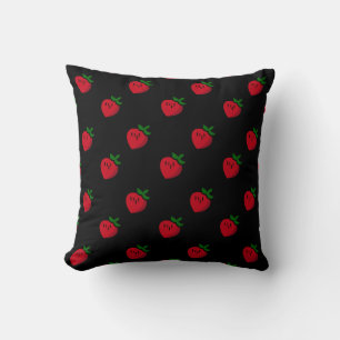Cute Red Cartoon Strawberries for Vegetarians Kissen