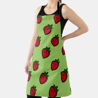 Cute Red Cartoon Strawberries for Vegetarians Schürze