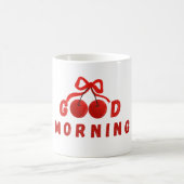Cute Red Cherry Bow Good Morning Coffee Mug Kaffeetasse (Mittel)