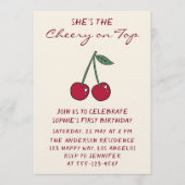 Cute Red Cherry | Cherry on Top First Birthday Einladung (Vorderseite)