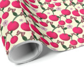 Cute red cherry pattern  geschenkpapier (Rolleneckpunkt)