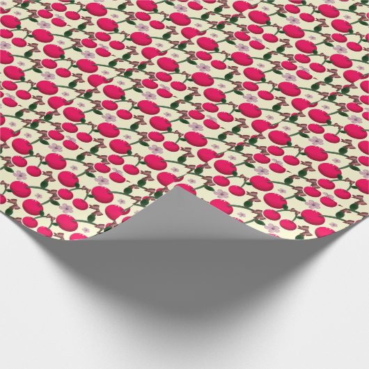 Cute red cherry pattern  geschenkpapier (Ecke)